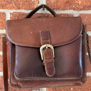 GH Bass & Co Brown Leather Crossbody Satchel Bag